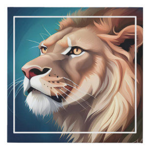 Lion Side Posed Portrait-56557 Faux Canvas Print