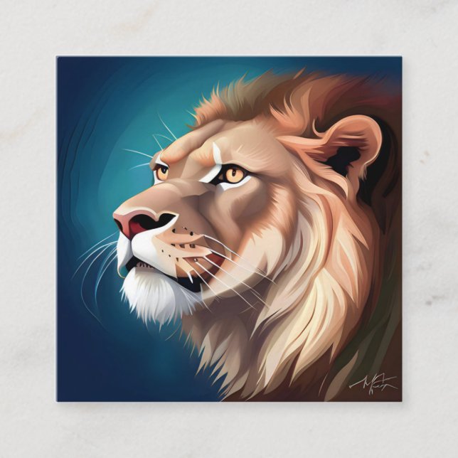 Lion Side Posed Portrait-56557 Square Business Card (Front)