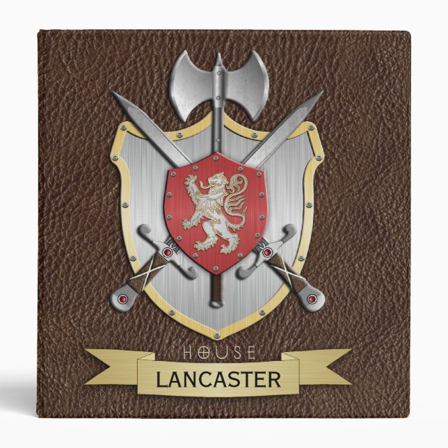 Lion Sigil Battle Crest Brown 3 Ring Binder (Front)