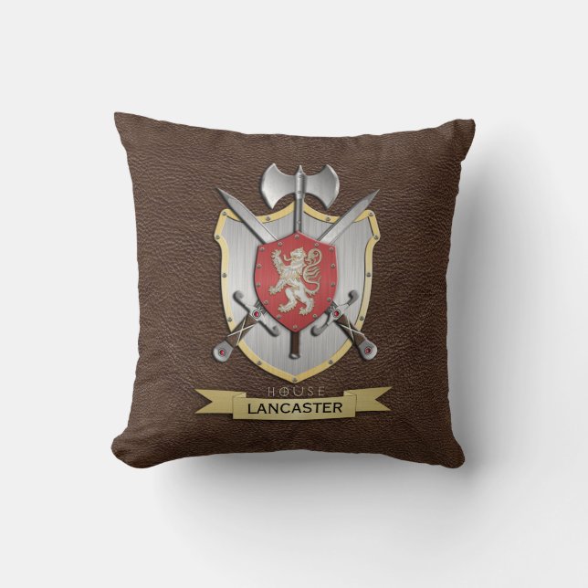 Lion Sigil Battle Crest Brown Throw Pillow (Front)