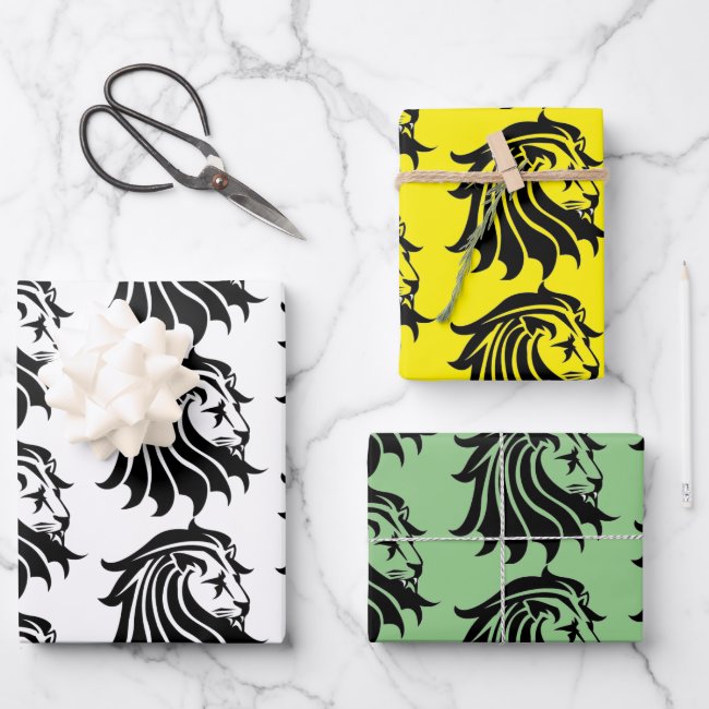 Lion Silhouette set of wrapping paper