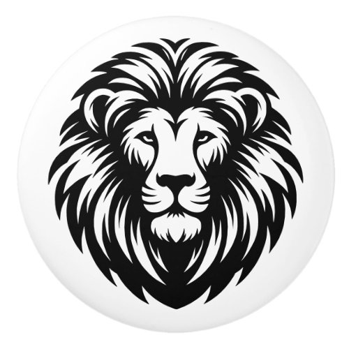 Lion Silhouette Simple Minimalistic Ceramic Knob