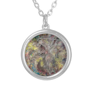 lion silver plated necklace