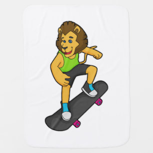 Lion Skater Skateboard Baby Blanket