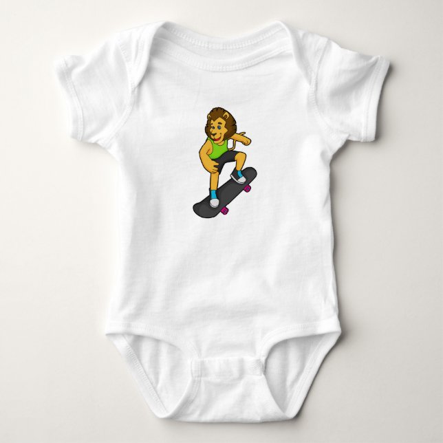 Lion Skater Skateboard Baby Bodysuit (Front)