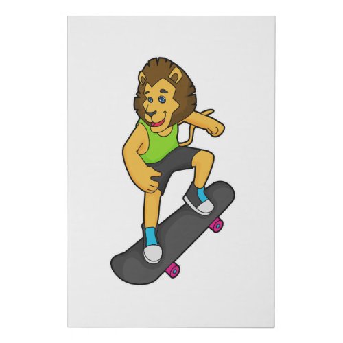 Lion Skater Skateboard Faux Canvas Print