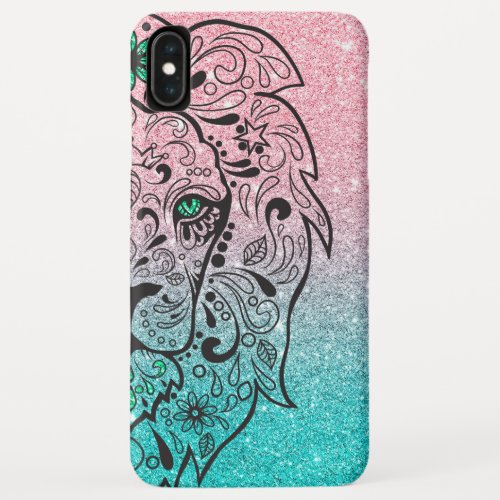 Lion Skull Glitter Ombre iPhone XS Max Case