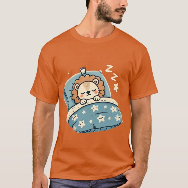 Lion Sleeping In Bed At Nightime boy T-Shirt (Front)