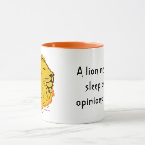 Lion Slogan Never Loses Sleep Mug