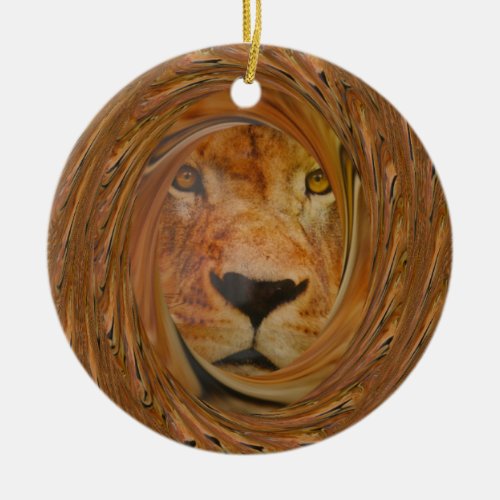 Lion smile ceramic ornament