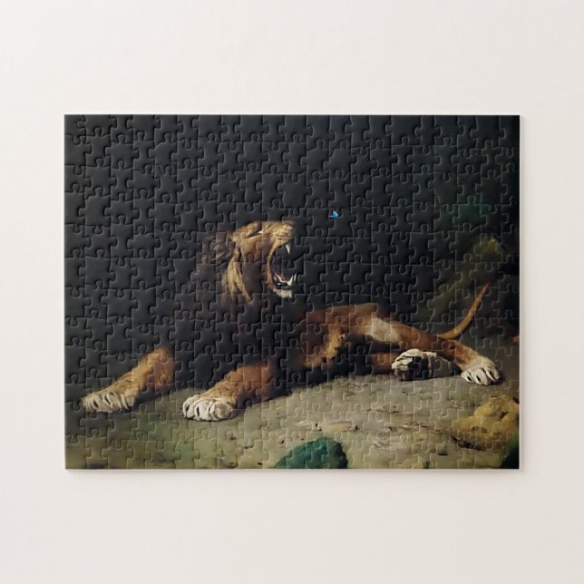 Lion Snapping at a Butterfly Jigsaw Puzzle (Horizontal)