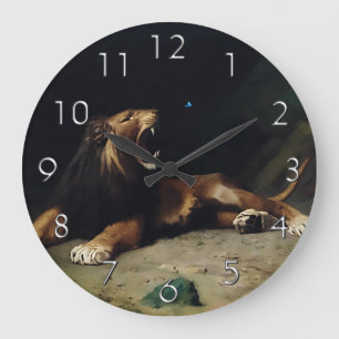 Lion Snapping at a Butterfly Large Clock