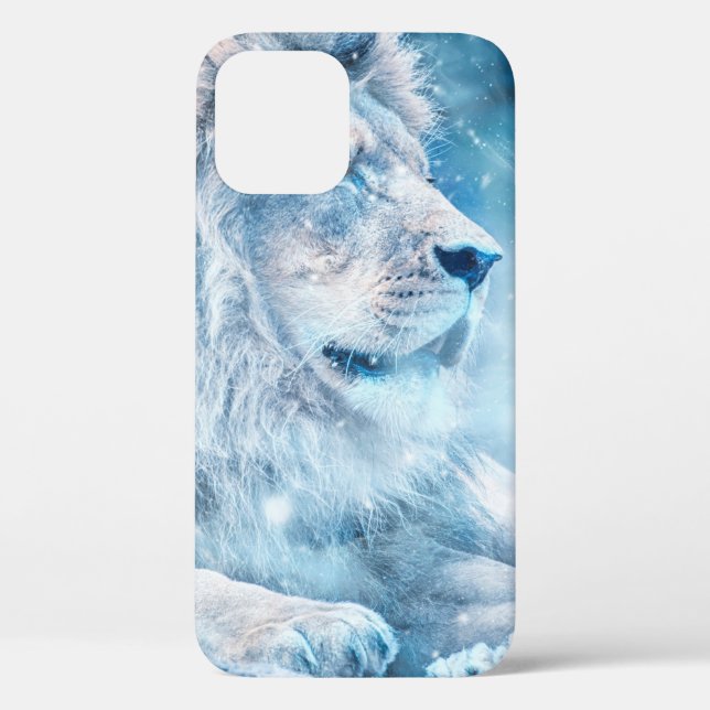 Lion snow lying down art animal Case-Mate iPhone case (Back)