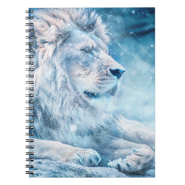 Lion snow lying down art animal notebook (Front)