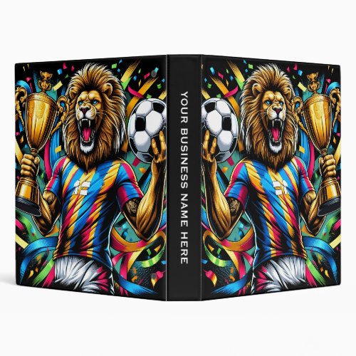 Lion Soccer Champion Trophy Football Victory 3 Ring Binder