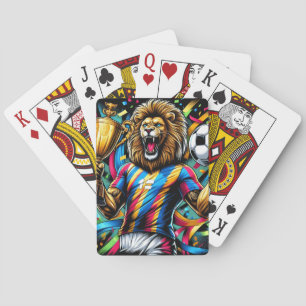Lion Soccer Champion Trophy Football Victory Poker Cards
