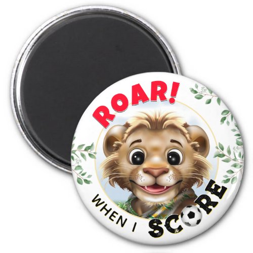 Lion Soccer Player Inspirational Magnet