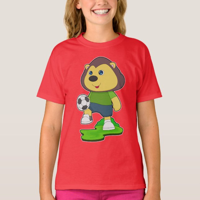 Lion Soccer player Soccer T-Shirt (Front)