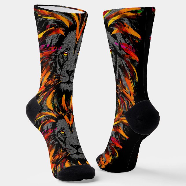 Lion Socks | Orange Dark Lion Socks (Angled)