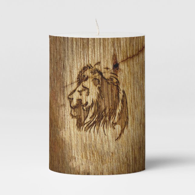 Lion Solar Glow Pillar Candle by Daniel Duwa  (Front)