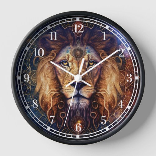 Lion Spirit Mandala Visionary Art Clock