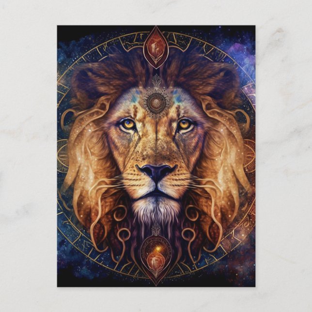 Lion Spirit Mandala Visionary Art Postcard (Front)
