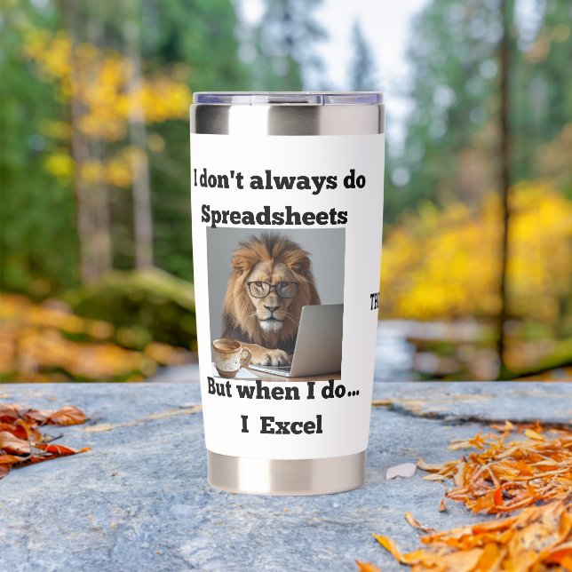 lion spreadsheet office mug Water Bottle Insulated Tumbler (Outdoor (Rotated))
