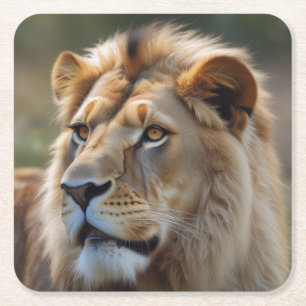 Lion Square Paper Coaster
