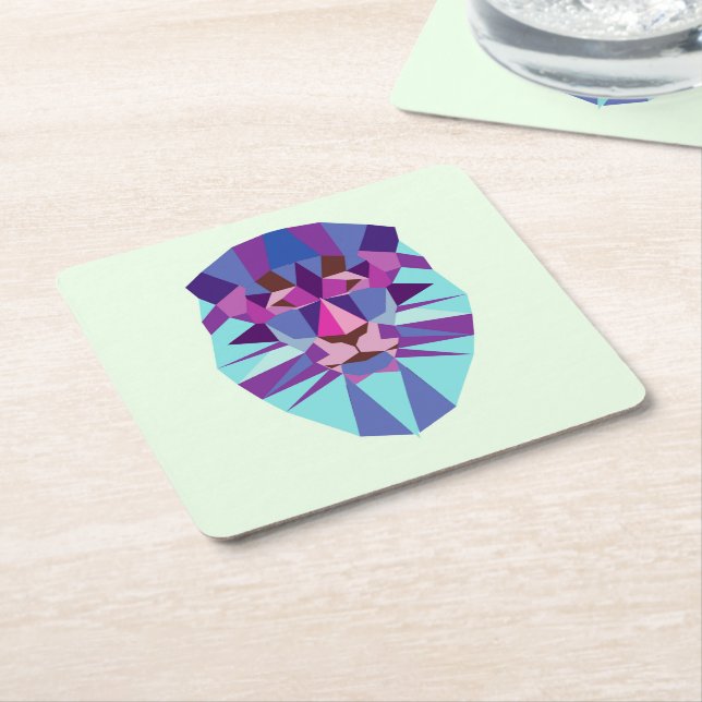 Lion Square Paper Coaster (Angled)