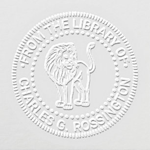 Lion Standing Round Library Book Name Embosser