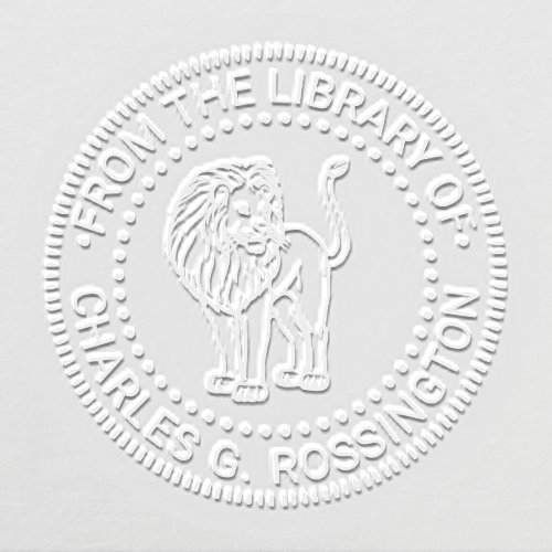 Lion Standing Round Library Book Name Embosser