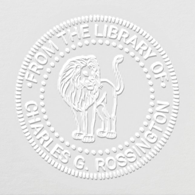 Lion Standing Round Library Book Name Embosser (Design)