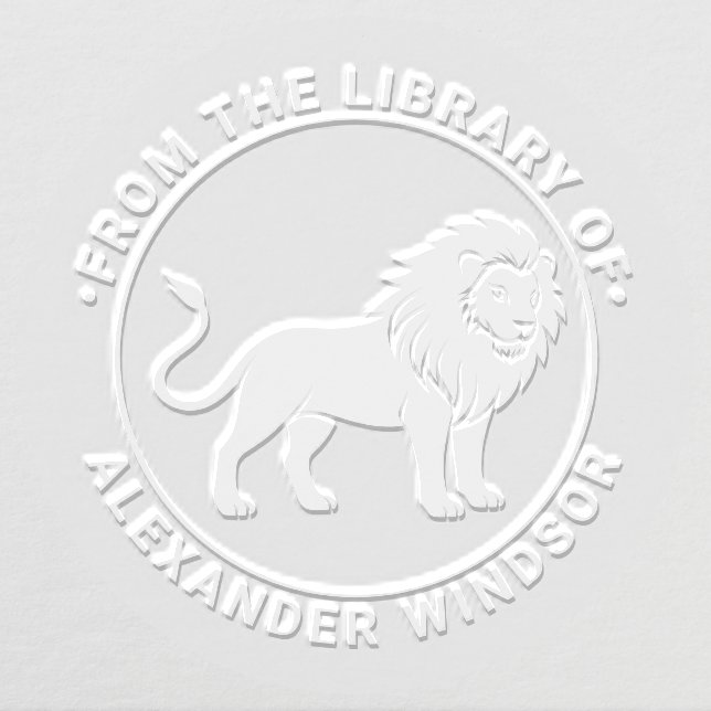 Lion Standing Silhouette Library Book Name Embosser (Design)