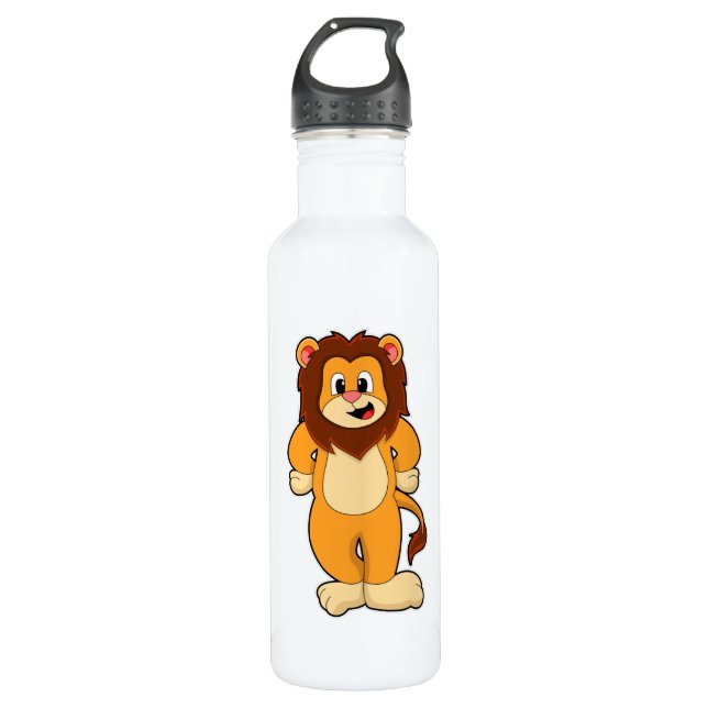Lion standing stainless steel water bottle (Front)