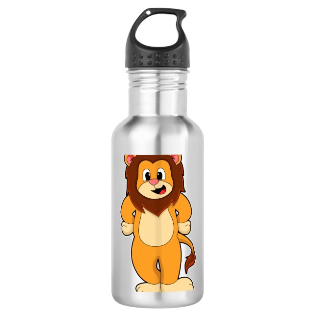 Lion standing stainless steel water bottle (Front)