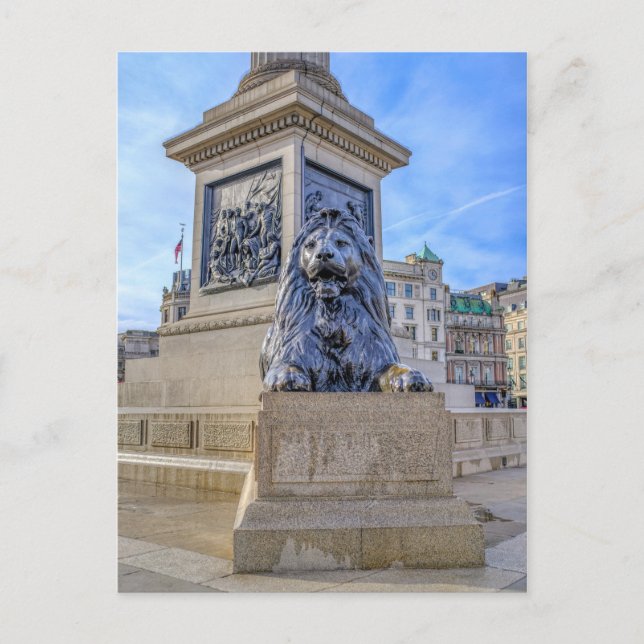 Lion Statue at Trafalgar Square Postcard (Front)
