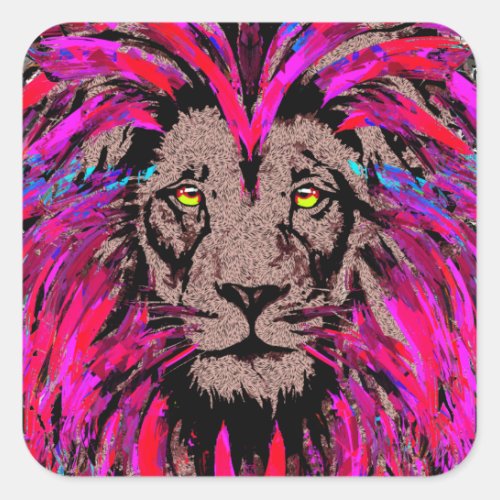 Lion Sticker _ Girly Pink Lion Sticker Square