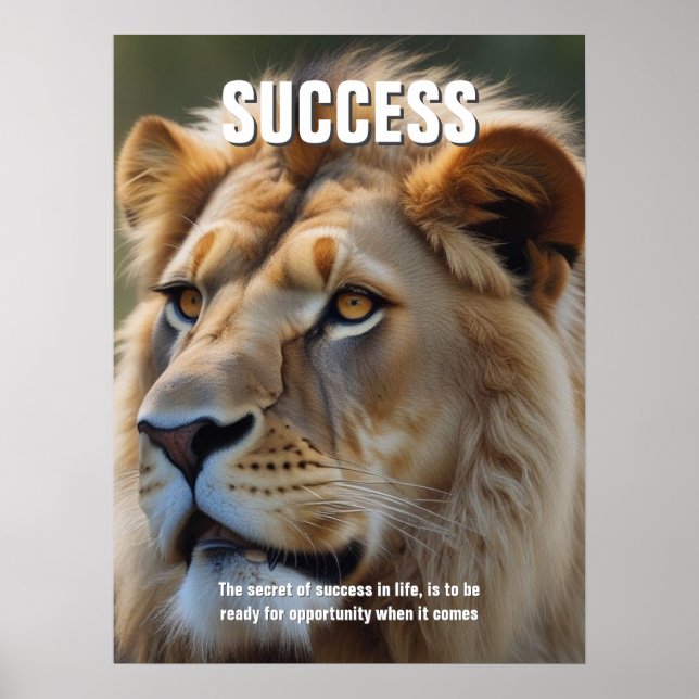 Lion Success Quote Inspirational Poster (Front)