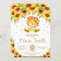 Lion Sunflower Floral Baby Shower Sprinkle Girl Invitation