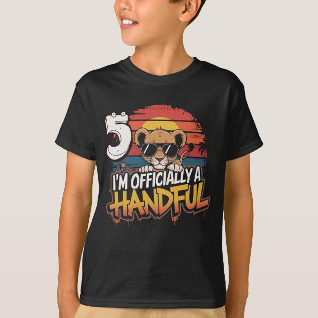 Lion Sunglasses 5th Birthday Kids Youth Celebratio T-Shirt (Front)