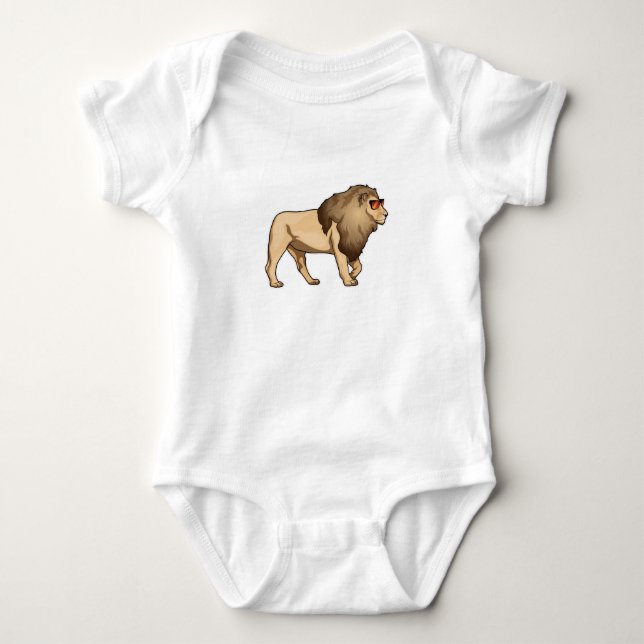 Lion Sunglasses Baby Bodysuit (Front)