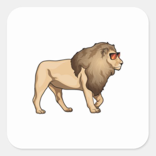 Lion Sunglasses Square Sticker