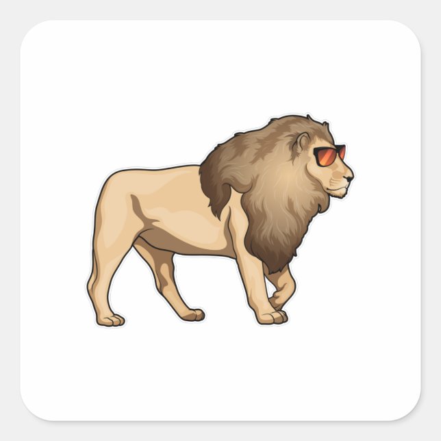 Lion Sunglasses Square Sticker (Front)