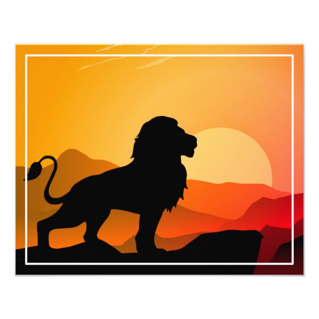 Lion Sunset Silhouette Illustration-34656 Photo Print (Front)