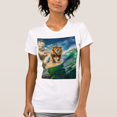 Lion Surfing Design By Rich AMeN Gill T_Shirt