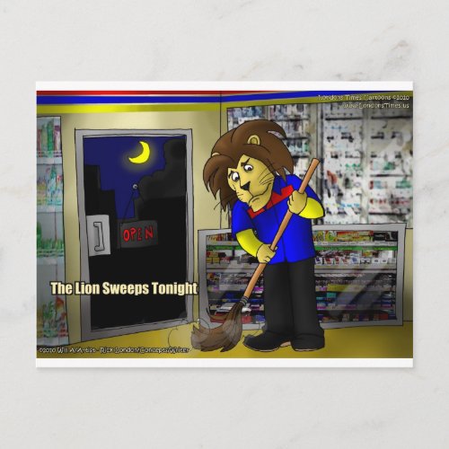 Lion Sweeps 2nite Funny Tees Gifts Mugs Etc Postcard