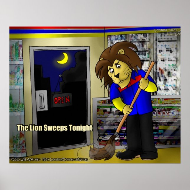 Lion Sweeps Tonight Funny Posters by Londons Times (Front)