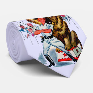 lion tamer and lion print neck tie