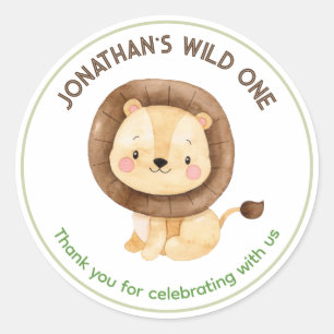 Lion Thank You Boy Birthday Favor Stickers Safari