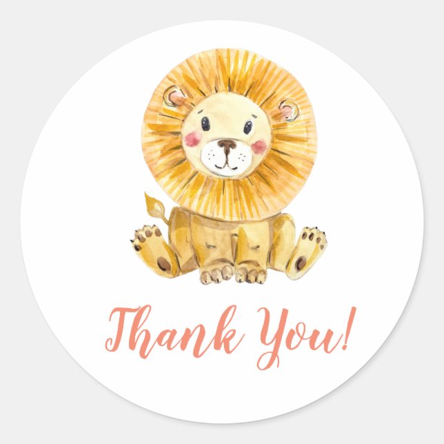 Lion Thank You Classic Round Sticker (Front)